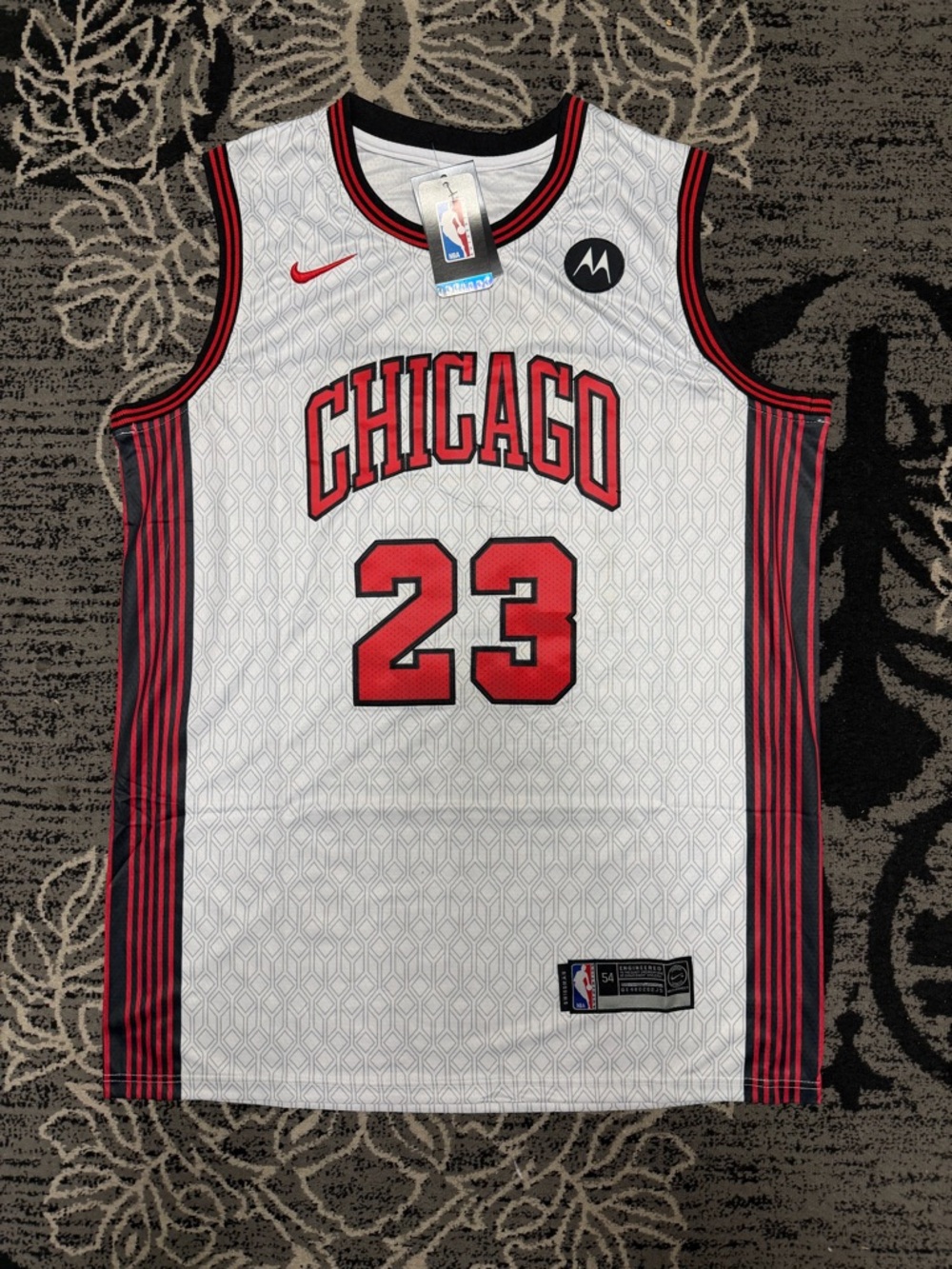 Nike Michael Jordan White & Red Chicago Bulls Jersey - #23